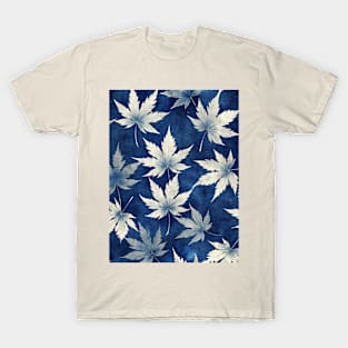 Maple Leaves pattern - indigo blue maple leaf pattern T-Shirt